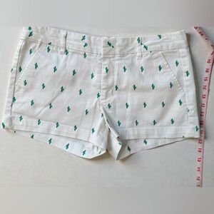 Harper White Shorts with Green Cactus Print